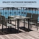 image 3 of Outsunny 4 Seater Rattan Dining Set with Rectangular Glass Top Table and 4 Armchairs, PE Rattan Garden Furniture Set, Outdoor Dining Table and Chairs for Patio, Balcony, Terrace, Grey