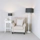 image 1 of ValueLights Victoria White Wood Traditional Stem Table Lamp with Charcoal Fabric Drum Shade