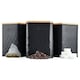 image 2 of Cooks Professional Kitchen Storage Set | 3-Piece Square with Bamboo Lids | Tea Coffee Sugar | Black