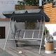 image 1 of Outsunny 3 Seater Swing Chair, Garden Swing Bench with Adjustable Tilting Canopy, Breathable Mesh Seat and Heavy Duty Metal Frame for Patio, Garden | Grey