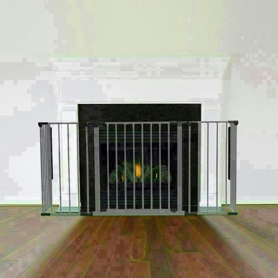 image 1 of Safetots Multi Panel Fire Surround, 38cm Deep x 138cm Wide, Grey, 70cm Tall, Child and Pet Safety, Baby and Toddler Fire Guard