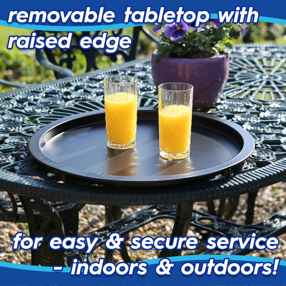 image 1 of Harbour Housewares Round Steel Tray Table - Matt Black