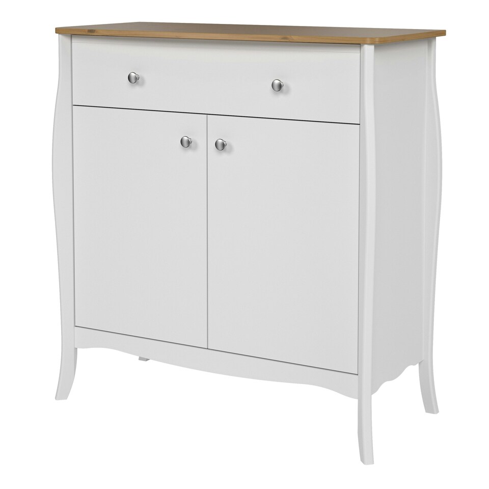 image 1 of Baroque Sideboard 2 Doors 1 Drawer in Pure White Iced Coffee Lacquer