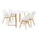 image 1 of 5PCs Dining Set - a White Dallas Dining Table & Set of 4 Lorenzo Tulip Chairs with Padded Seat | White