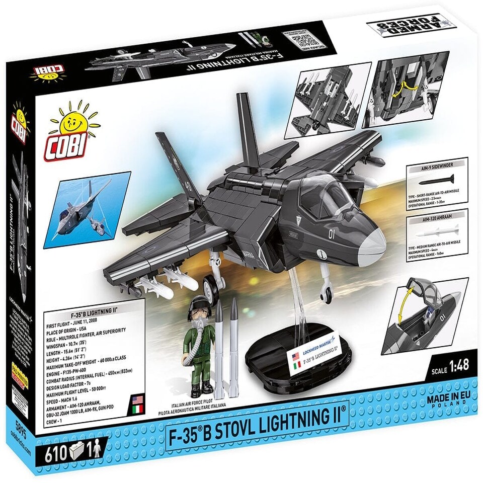 image 1 of F-35B STOVL Lightning II brick plane model - COBI 5895 - 580 bricks