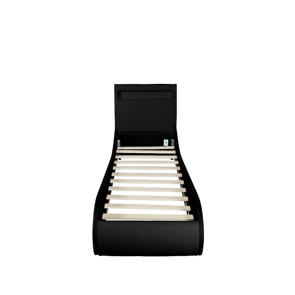 image 1 of Orion LED Lights Headboard Gaming Style Black Faux Leather Bed Frame (Double) | Black | Black | Double