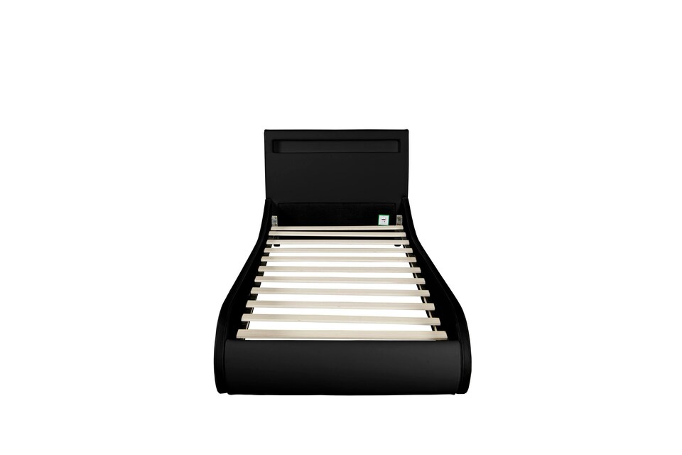 image 1 of Orion LED Lights Headboard Gaming Style Black Faux Leather Bed Frame (Double) | Black | Black | Double