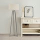 image 2 of ValueLights Lottie Grey Wood Tripod Floor Lamp with Cream Boucle Drum Shade