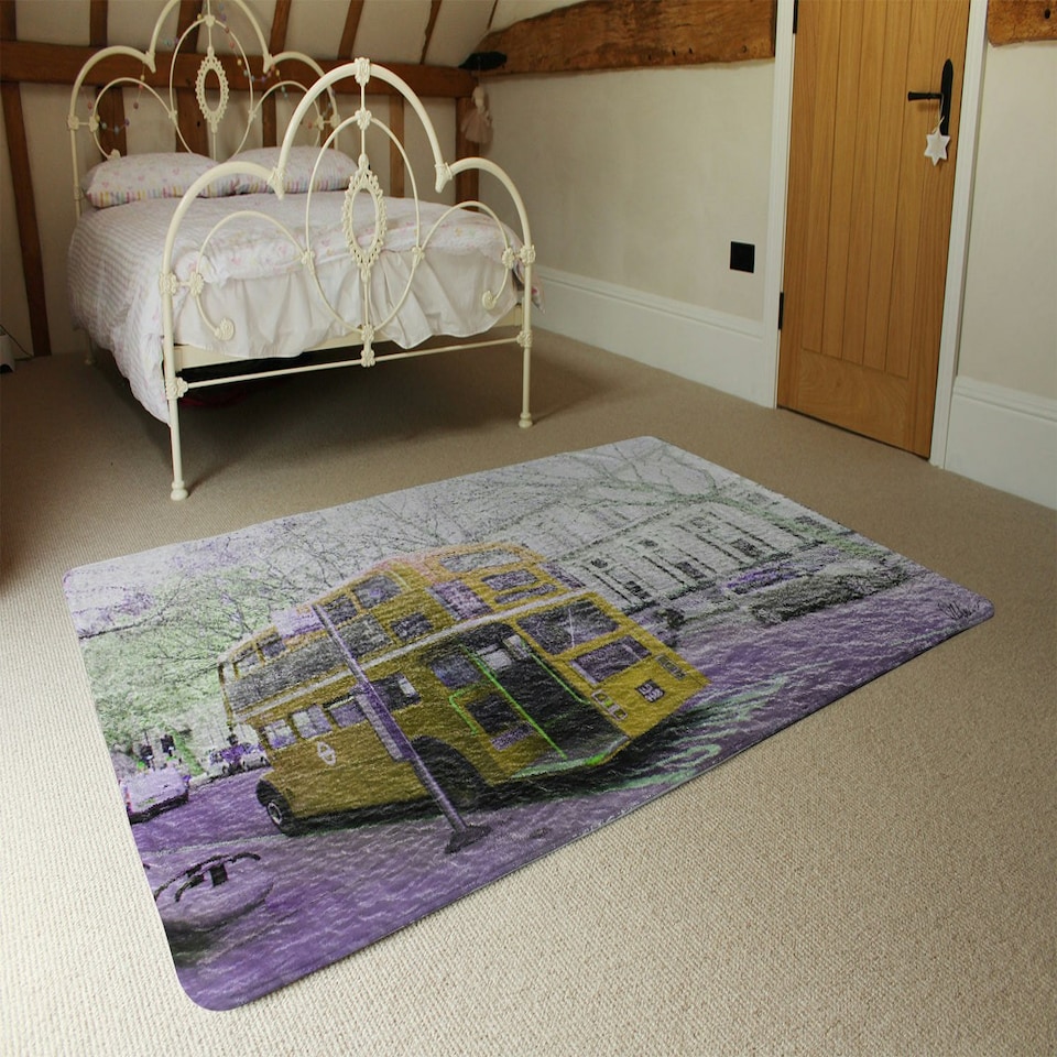 image 1 of London bus YELLOW rear (Rug) Yellow | Large: 140x200cm