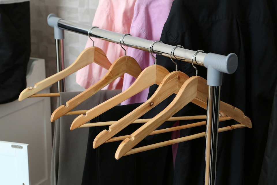 image 1 of Orsina Set of 20 Wooden Cloth Hangers, Garment Hangers With Metal Hooks & Shoulder Notches, Door Hanging Organiser