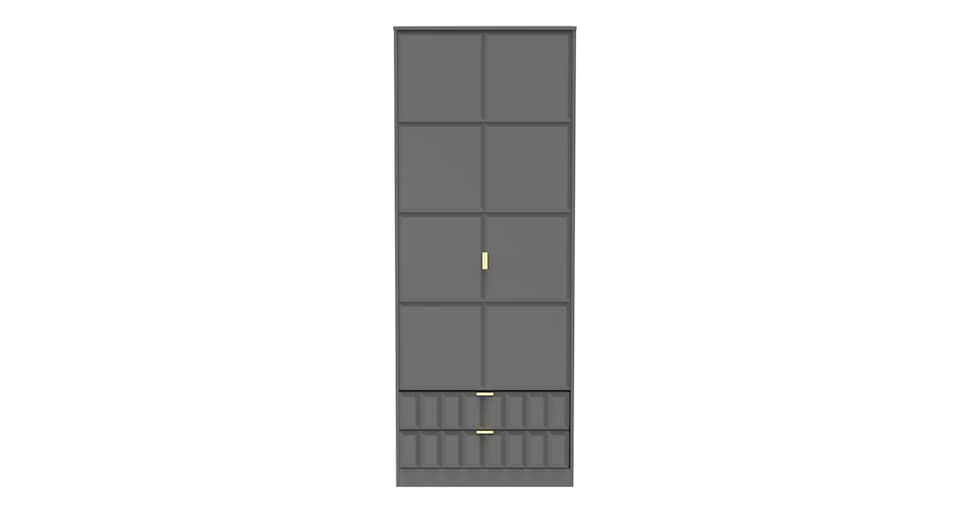 image 1 of Metro Tall 2 Drawer Double Wardrobe in Dusk Grey (Ready Assembled) | Grey | Dusk Grey