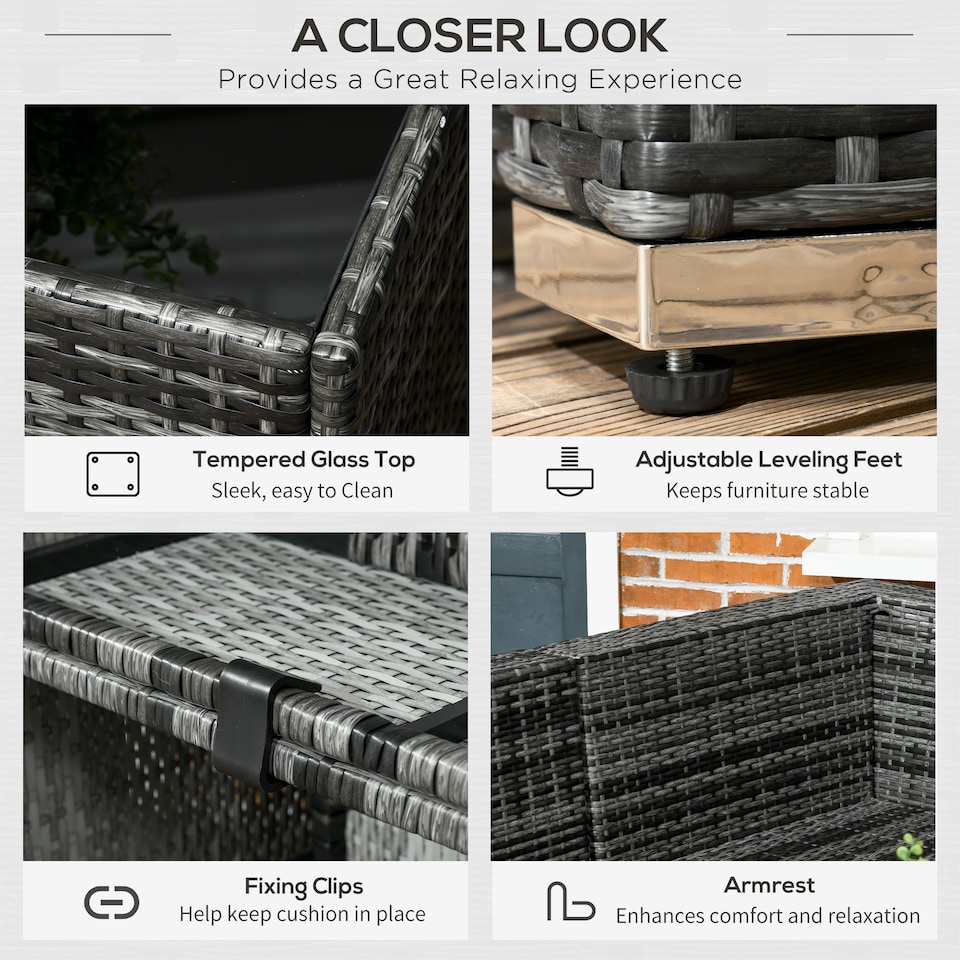 image 1 of Outsunny 8 Pieces PE Rattan Corner Sofa Set, Outdoor Garden Furniture Set, Patio Wicker Sofa Seater Cushion, Washable Cushion Cover & Tempered Glass Table, Orange