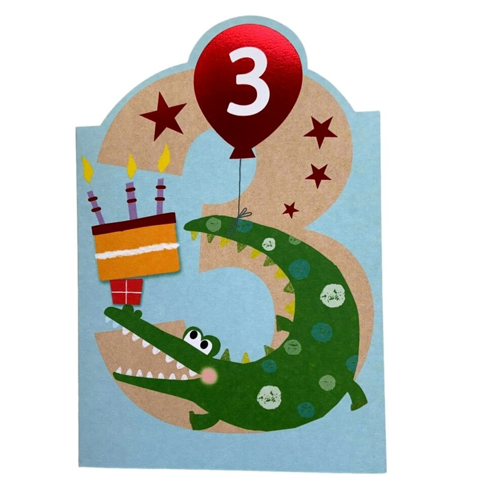 image 1 of You're 3rd Smile Like a Crocodile Die Cut Design Birthday Card