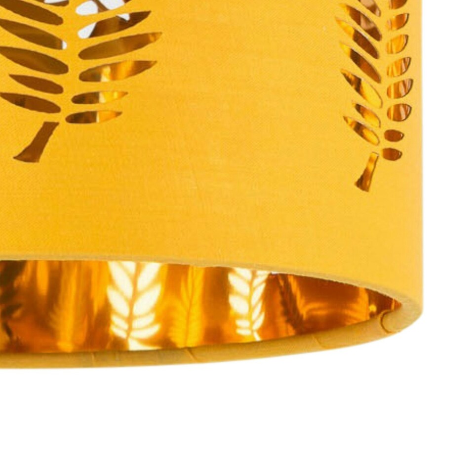 image 1 of Set of 2 Fern - Ochre witj Gold Inner 15.5cm Table Lamp Shades Yellow | Gold