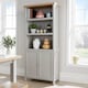 image 1 of Grey Oak Tall Display Bookcase 3 Shelf 2 Door Storage Cupboard Metal Handles