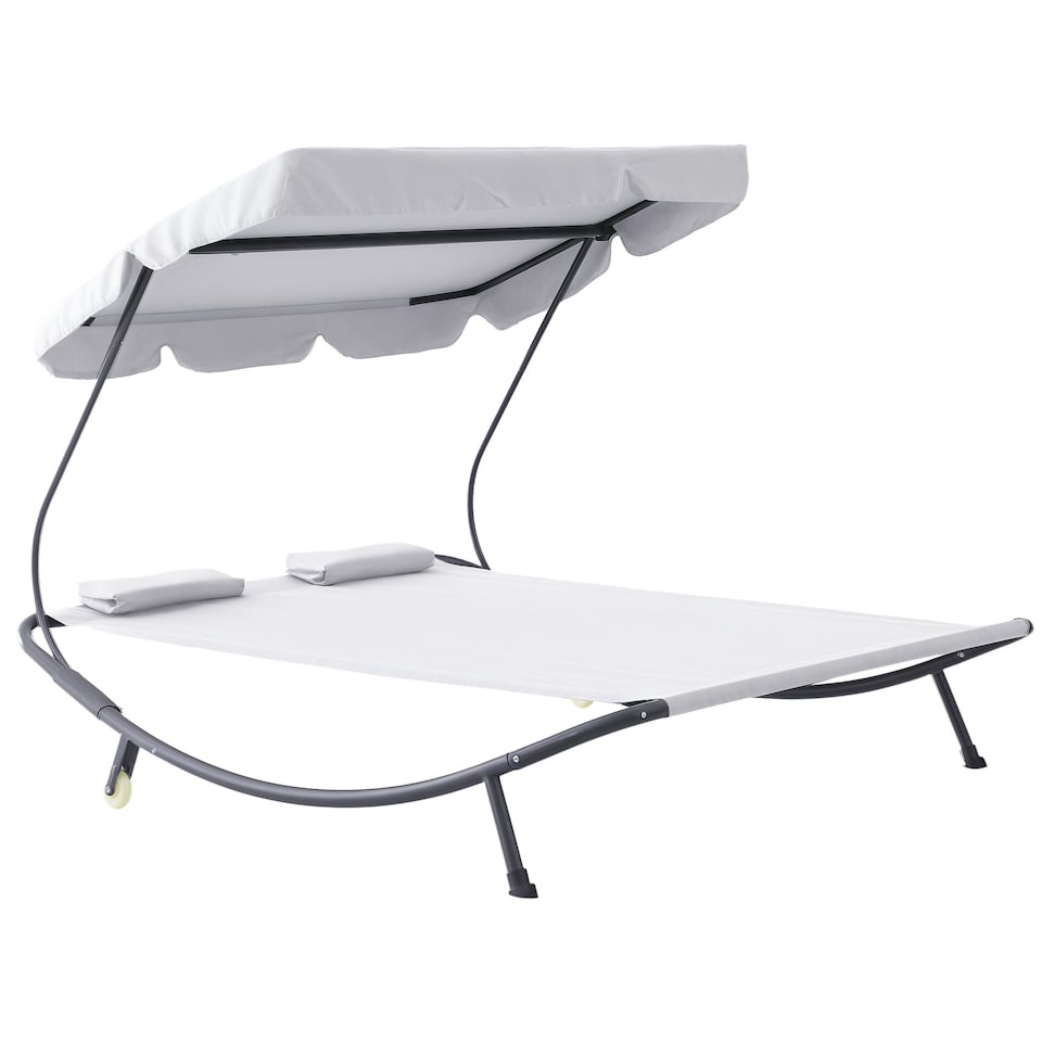 image 1 of Outsunny Garden Double Hammock Sun Lounger Day Bed Canopy 2 Pillows w/ Stand New