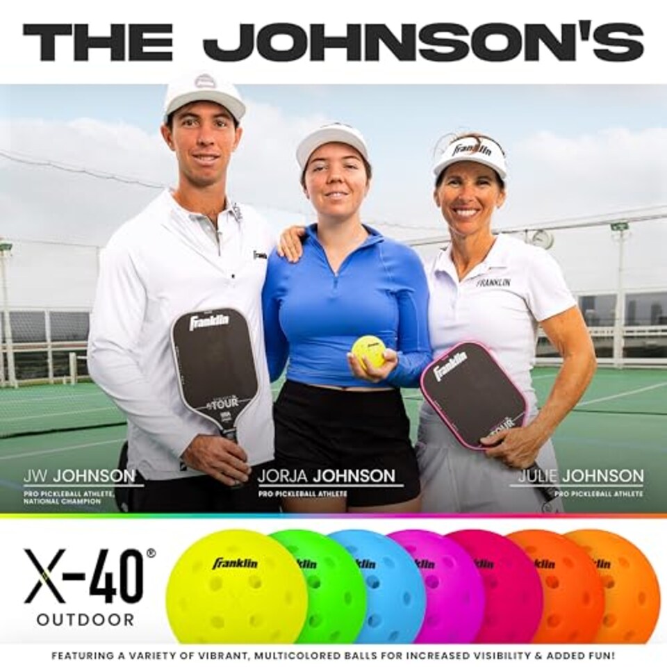 image 1 of Franklin Sports Outdoor - X-40 Pickleball Balls - USA Pickleball (Usapa) Approved - 100 Bulk Pack Outside Pickleballs - Yellow - Us Open Ball