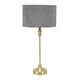 image 1 of ValueLights Maggie Gold Candlestick Table Lamp Grey Velvet Shade | Gold