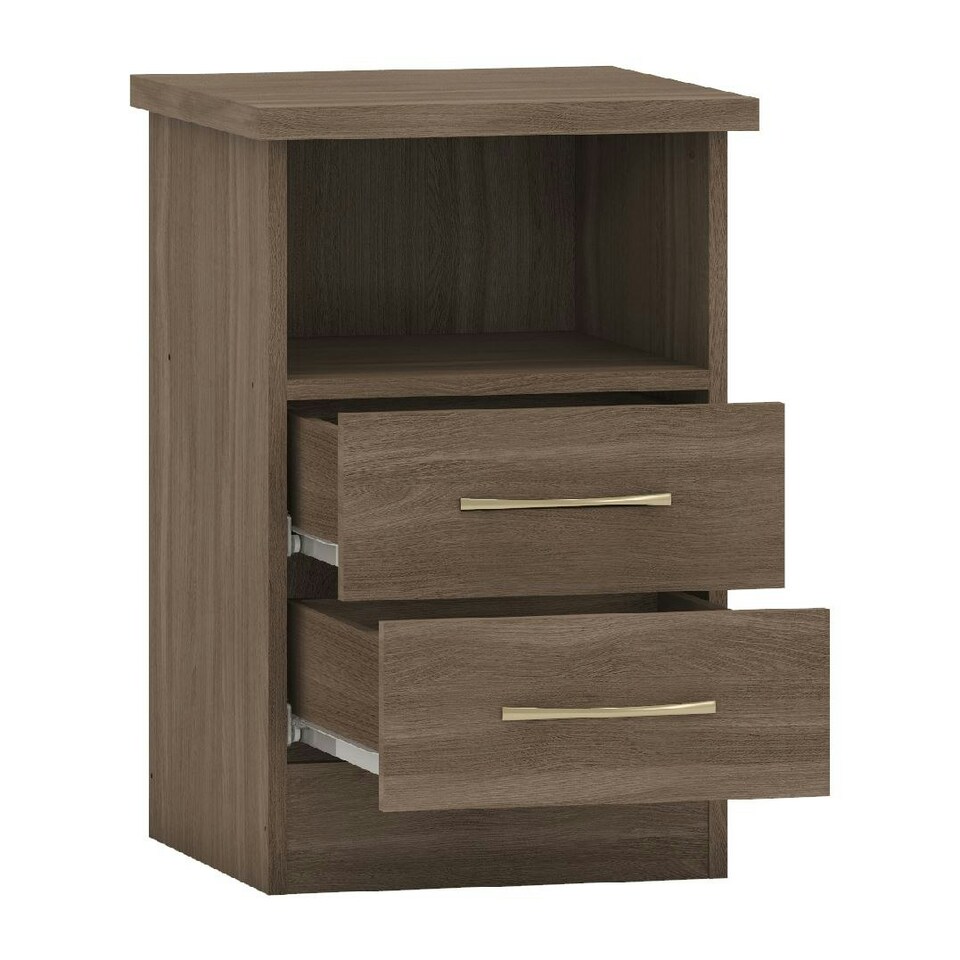 image 1 of Nevada 2 Drawer Bedside Cabinet Brown | Rustic Oak