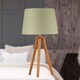 image 5 of Set of 2 Dark Oak Table Lamp or Bedside Lights with Sage Green Shades | Brown | Green | Large | 2