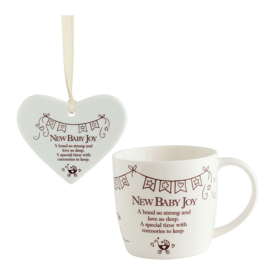 Sentiment Mug & Heart Gift Set - New Baby Joy N/A