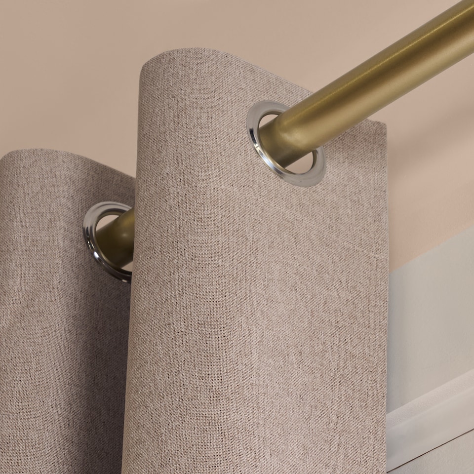 image 1 of OHS Woven Texture Pair of Eyelet Curtains Ready Made Blackout