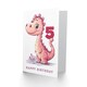 image 2 of Cute Pink Dinosaur Cartoon Age 5 Year Old Child Kids 5th Birthday Card