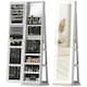 image 1 of HOMCOM 360° Swivel Jewellery Cabinet, Full Length Mirror with Storage, White White | Black interior lining