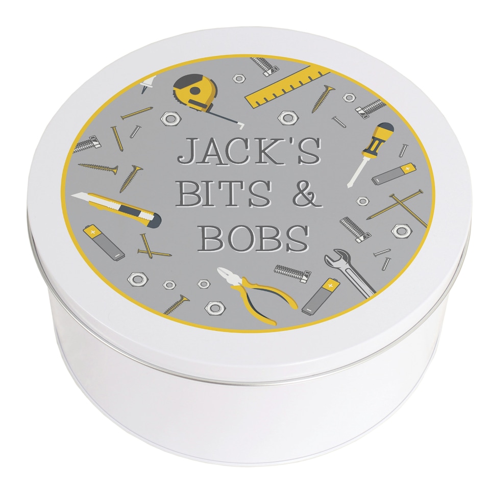 image 1 of Personalised Bits & Bobs Metal Tin White