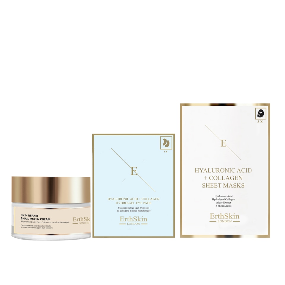image 1 of Skin Repair Snail Mucin Cream 50ml + Hyaluronic Acid + Collagen Hydrogel Eye Pads 5 X 2 +  Hyaluronic Acid & Collagen Mask (3 Sheets)