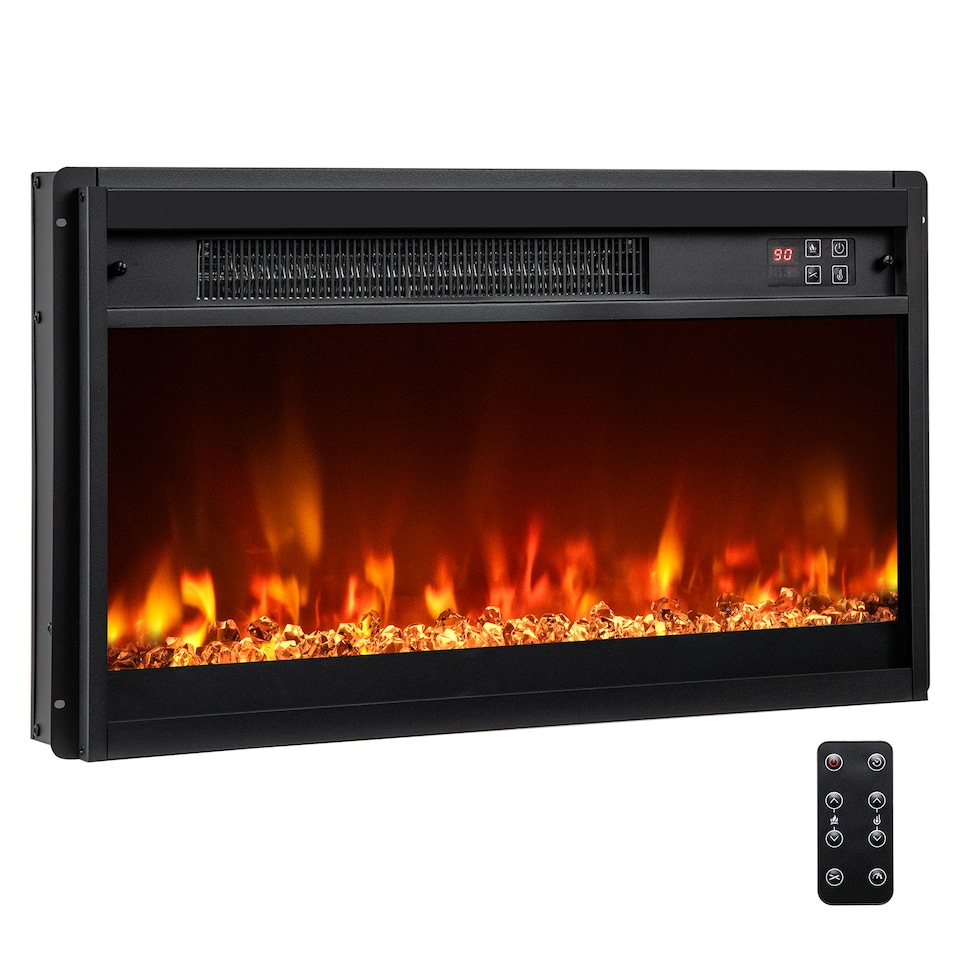 image 1 of COSTWAY Electric Fireplace Insert Recessed 1500W Black