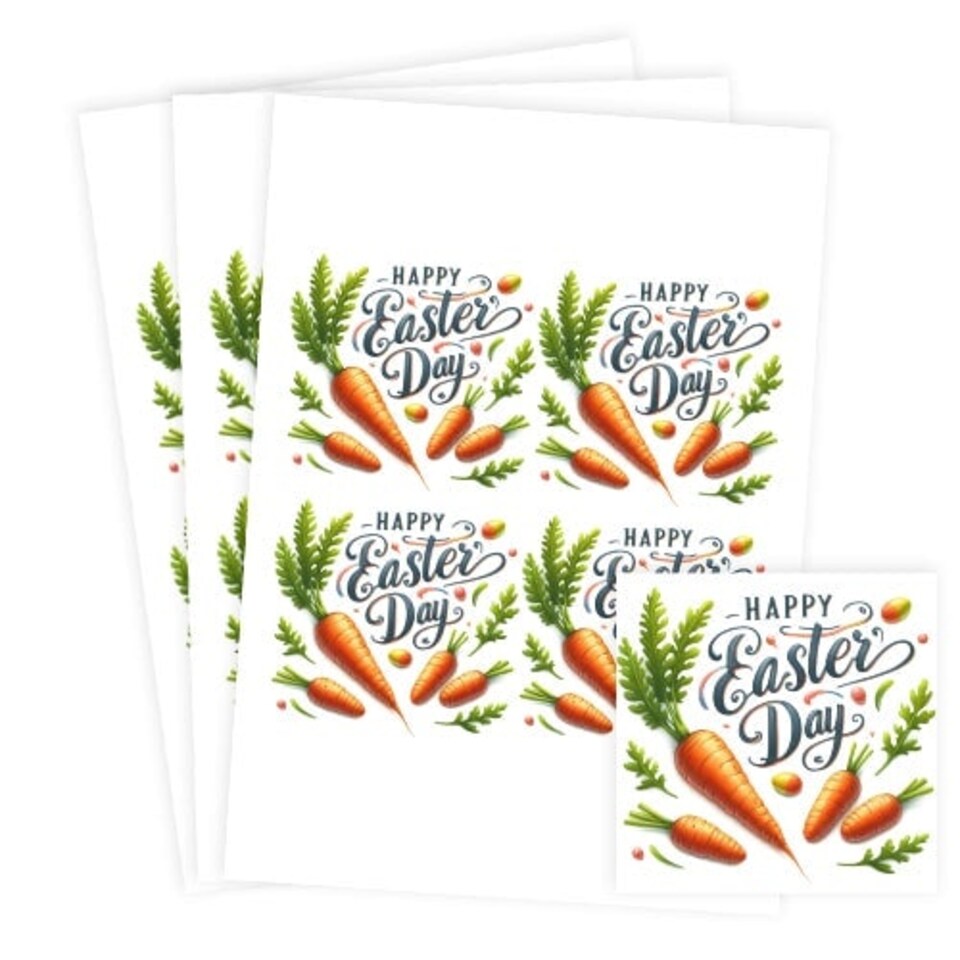 image 1 of Happy Easter Carrots Square Stickers 95mm - Sheet of 4