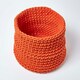 image 2 of Homescapes Burnt Orange Cotton Knitted Round Storage Basket - 42 x 37 cm Orange | L