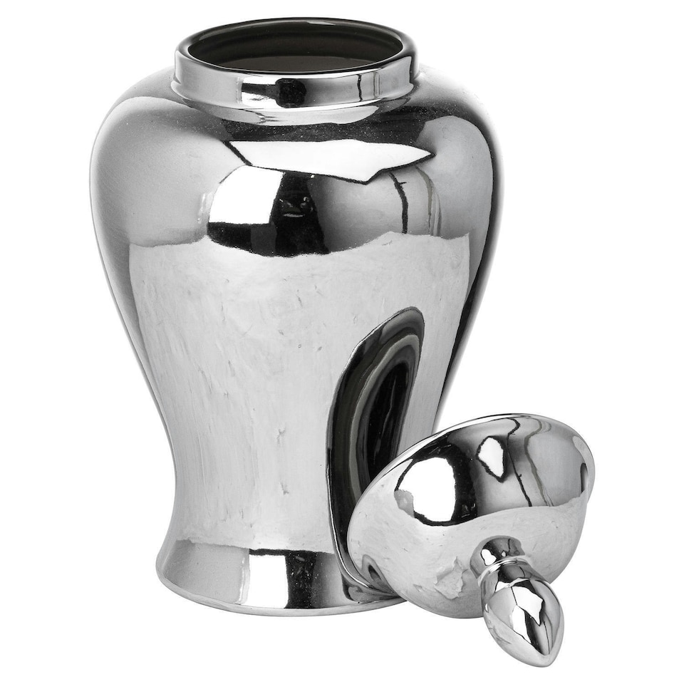 image 1 of Hill Interiors Chrome Ginger Jar - Silver - 28cm x 13cm x 13cm