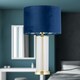 image 6 of Aura - Satin Brass Table Lamp with Navy Velvet Parrot Shade Bronze | Blue