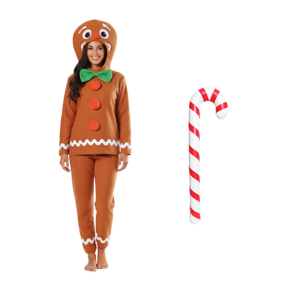 image 1 of Gingerbread Man & Inflatable Candy Cane | Multi | S