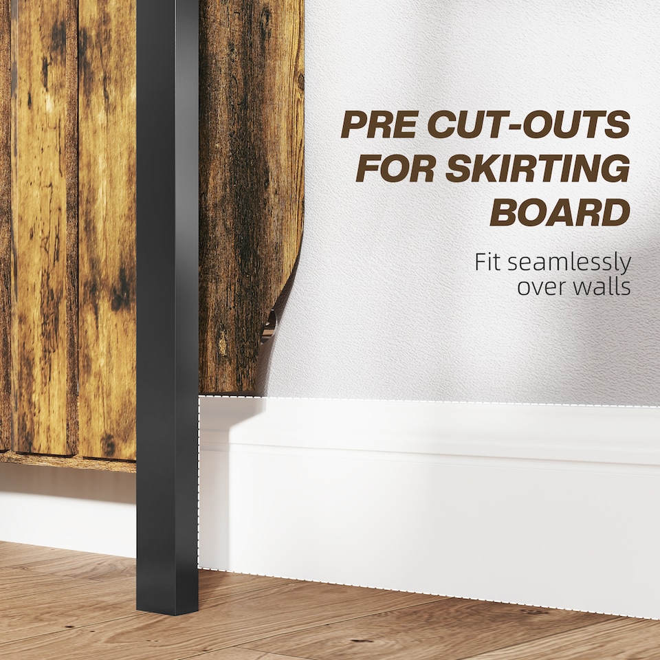 image 1 of HOMCOM Radiator Cover with Drawers, Vertical Slatted Grill, Industrial MDF Wood Cabinet Shelf Heating Cover for Living Room, Bedroom, Hallway, Large, 119 x 19 x 93cm, Rustic Brown