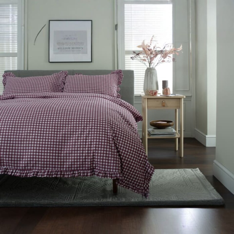 image 1 of TLC Gingham Frilled Duvet Set