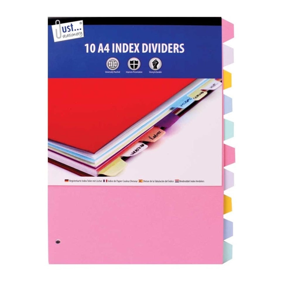 image 1 of Just Stationery 10 A4 Paper Index Divider