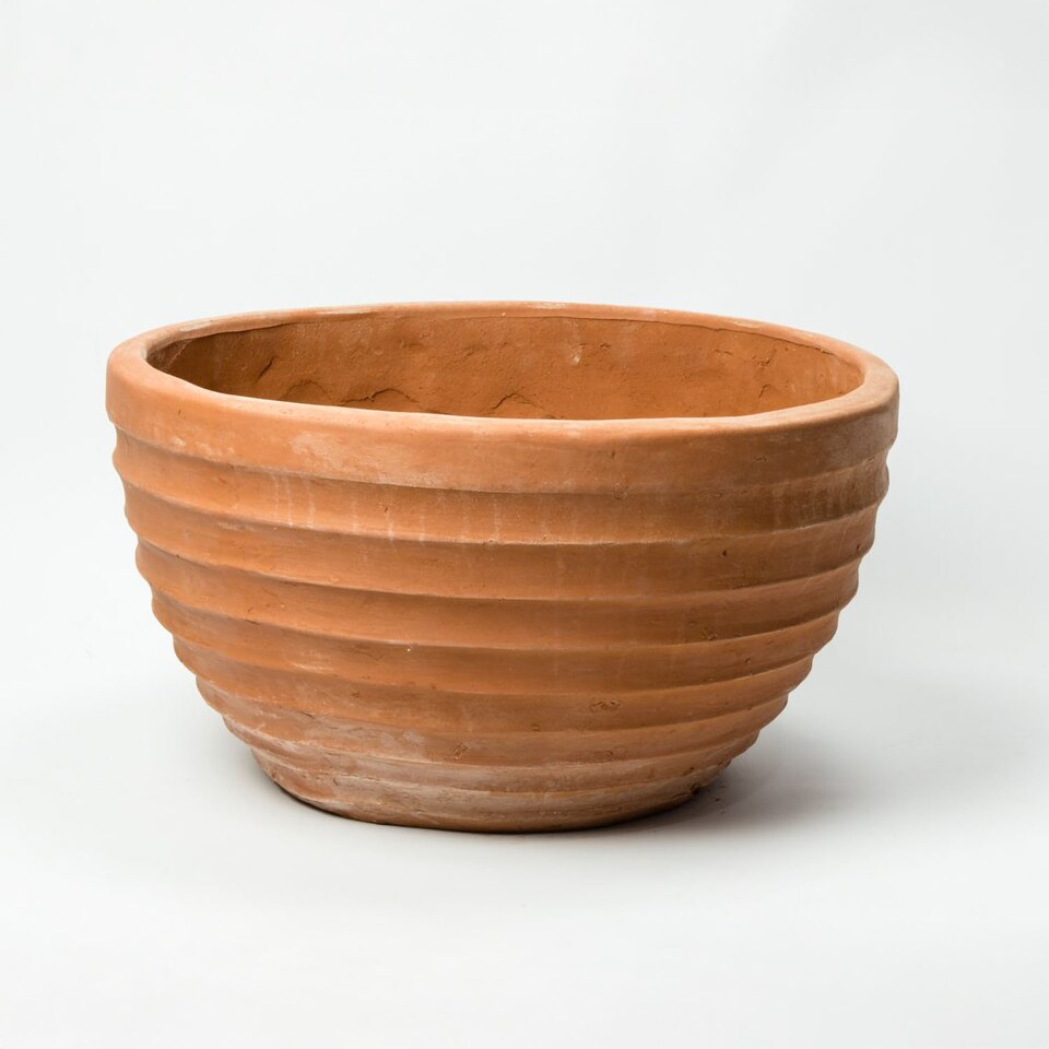 image 1 of Primrose Terracotta Round Bowl Ribbed Planter 58cm