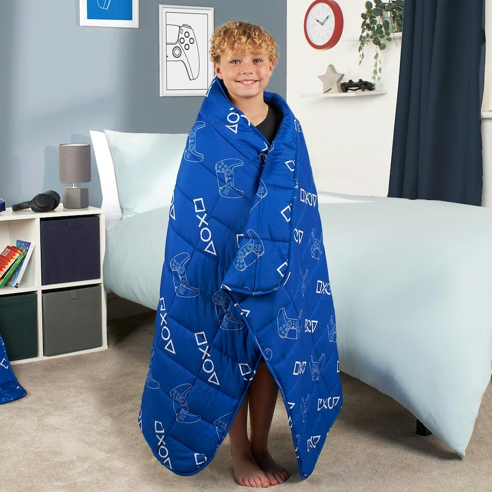image 1 of OHS 3kg Kids Weighted Blanket PlayStation Sensory Sleep Therapy, 100x150cm - Blue