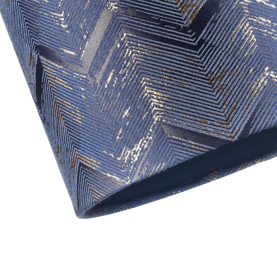 image 1 of Contemporary Midnight Blue Drum Lamp Shade with Gold and Silver Metallic Decor | Blue | 10"