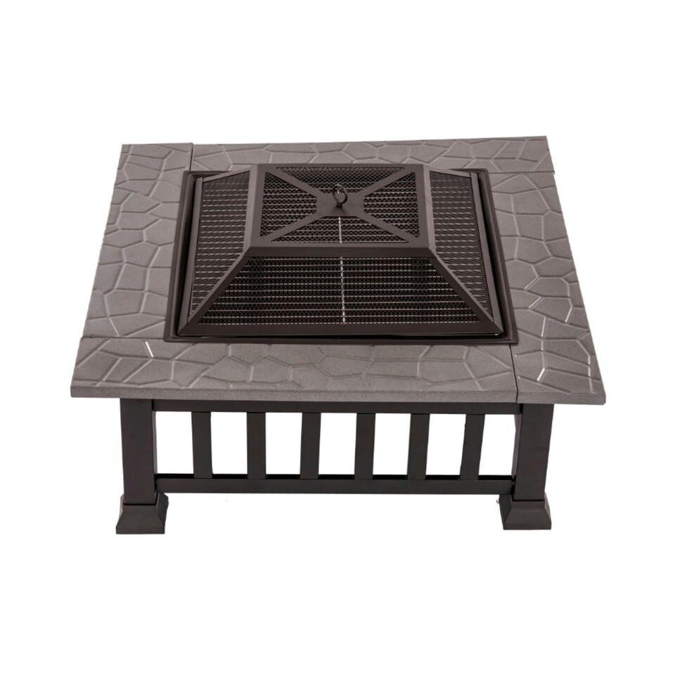 image 1 of Oypla Firepit Table Brazier Outdoor Garden Patio Heater BBQ Barbecue Grill with Cover