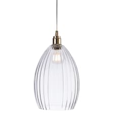 Victory 1 Light Dome Ceiling Pendant Antique Brass, Clear Glass, E27