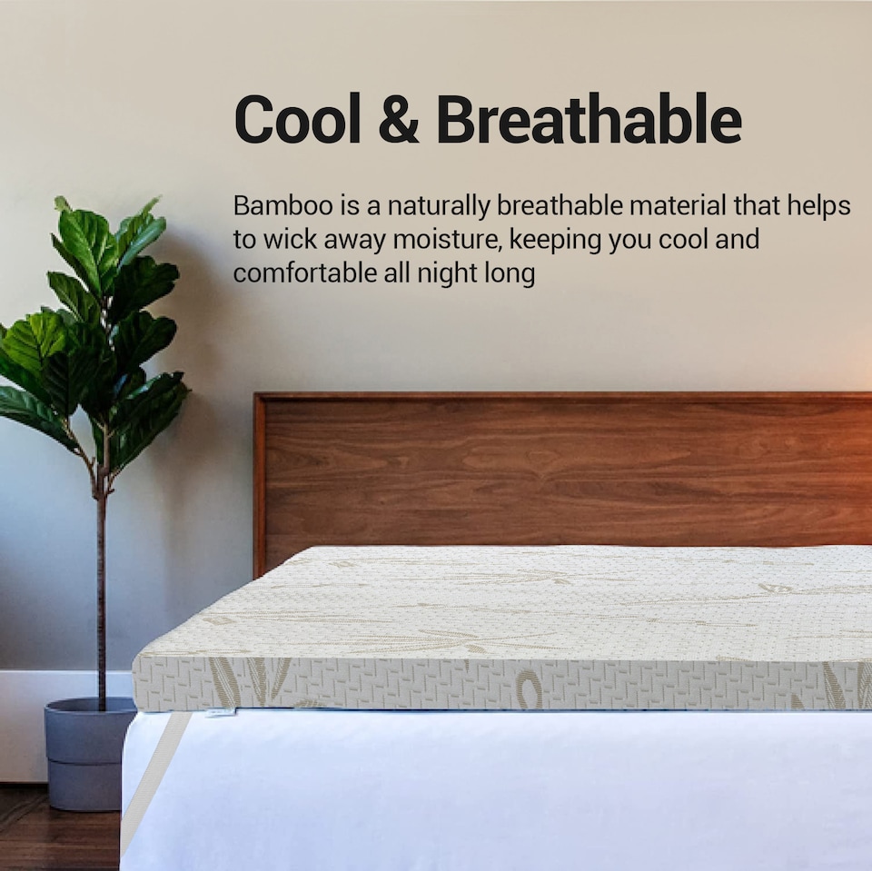 image 1 of Bamboo Memory Foam Mattress Topper I Cooling, Supportive & Hypoallergenic Bed Topper 1" (2.5cm)
