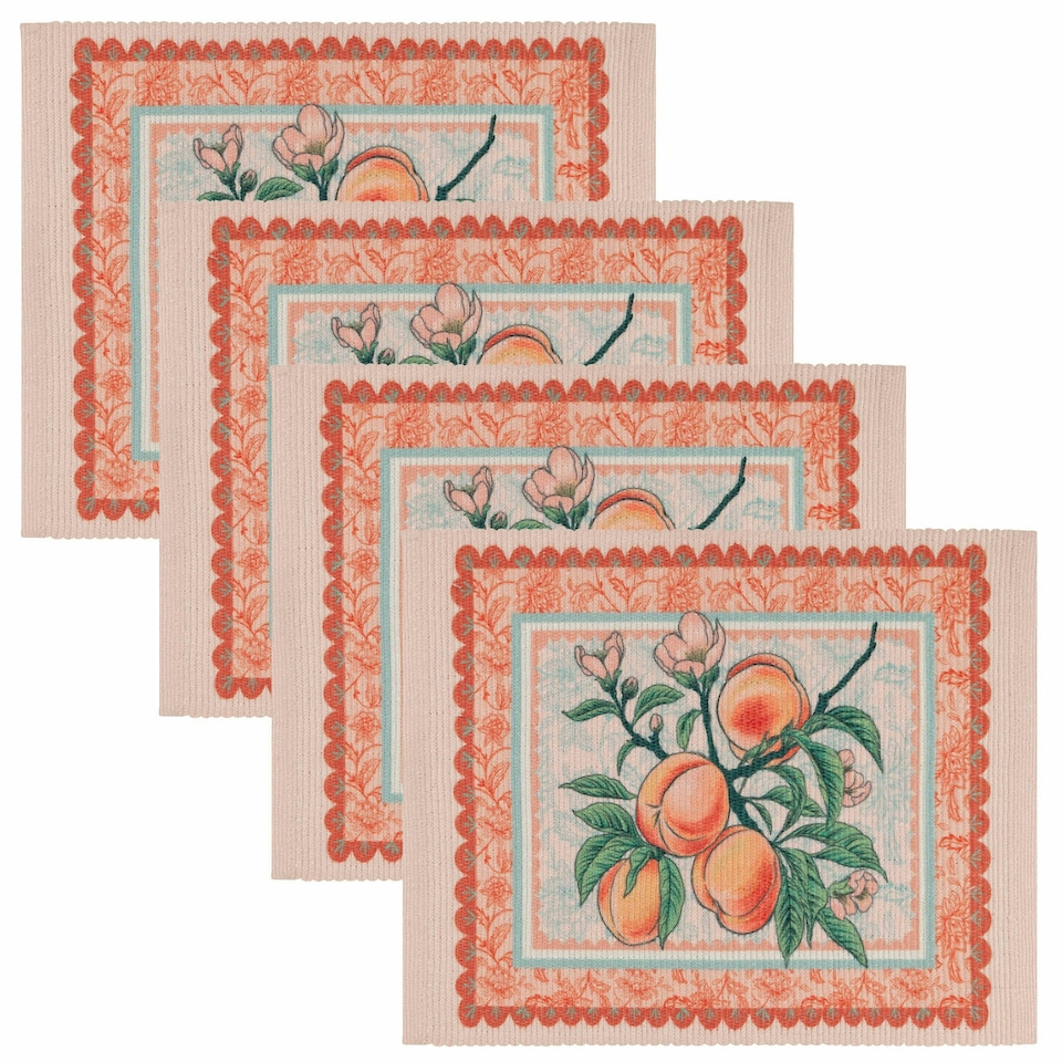 image 1 of furn. Anemone Peaches Indoor/Outdoor Placemats (Set of 4) Orange