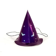 Halloween Purple Witch Paper Party Hats - Pack of 8