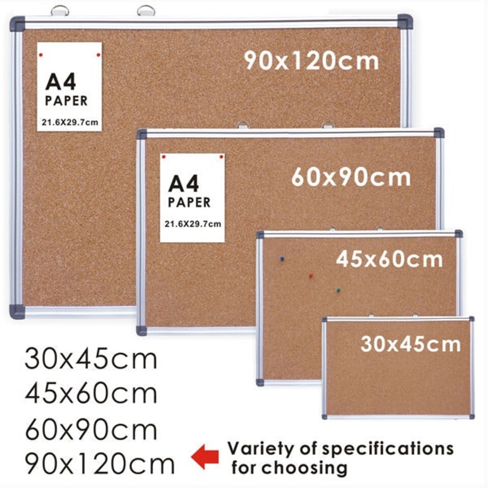 image 1 of Aluminium Framed Corrugated Notice Cork Bulletin Board 45 x 60cm