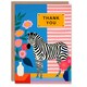 image 1 of Floral Feminine Stripes Zebra Thank You Her Card