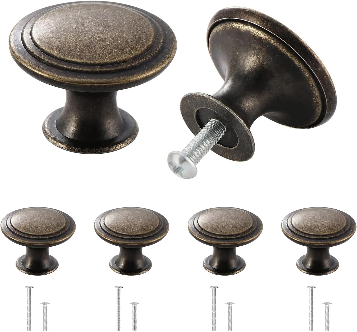 4pcs Vintage Drawer Knobs , Antique Bronze, Round, 30mm Aluminum Alloy Wardrobe Knobs , Door Knobs , High Quality